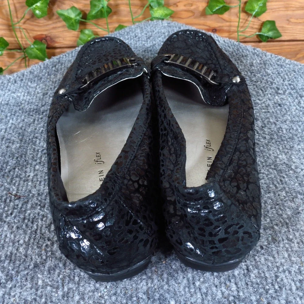 Anne Klein Klarista‎ Women Casual Loafer Size 8 Everyday Black Textured Leather